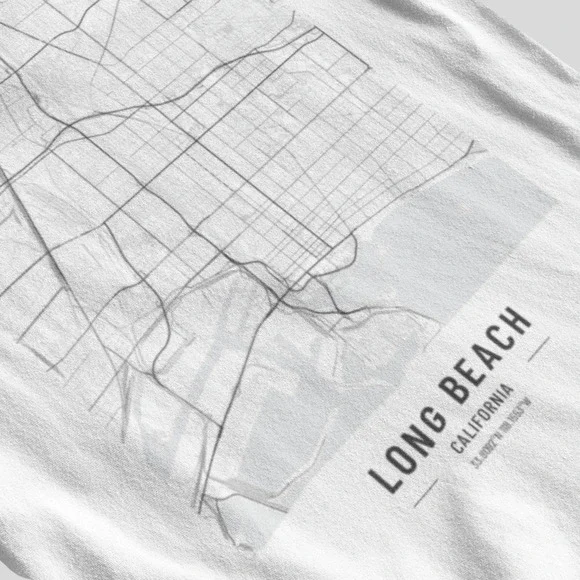 Long Beach California Map Line Art Tee - Picture 3 of 3